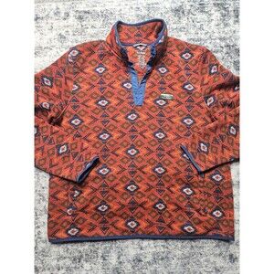 LL Bean Aztec Print Fleece Pullover Sweater Slightly Fitted Size XL 1/4 Snap